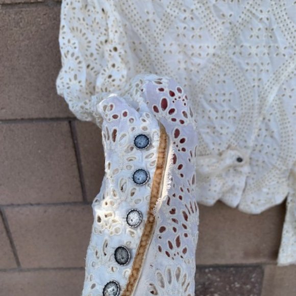 ZARA STUDIO LIMITED EDITION ECRU CUTWORK VELVET CONTRAST JACKET - Size Large - Picture 5 of 6